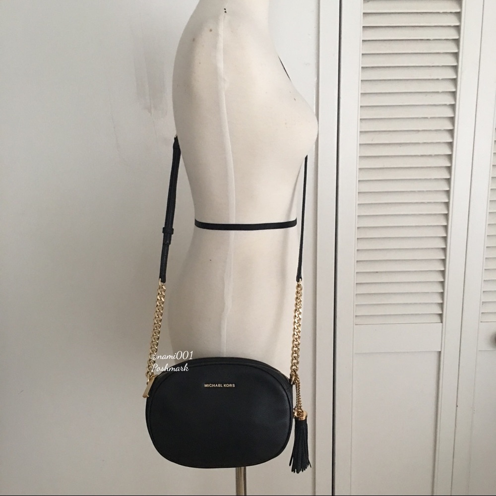 Michael Kors Black Leather Crossbody Handbag Purse - Picture 7 of 7